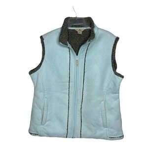 Woolrich Women's XL Blue Aquifer Sherpa Lined Faux Suede Vest Rustic Western